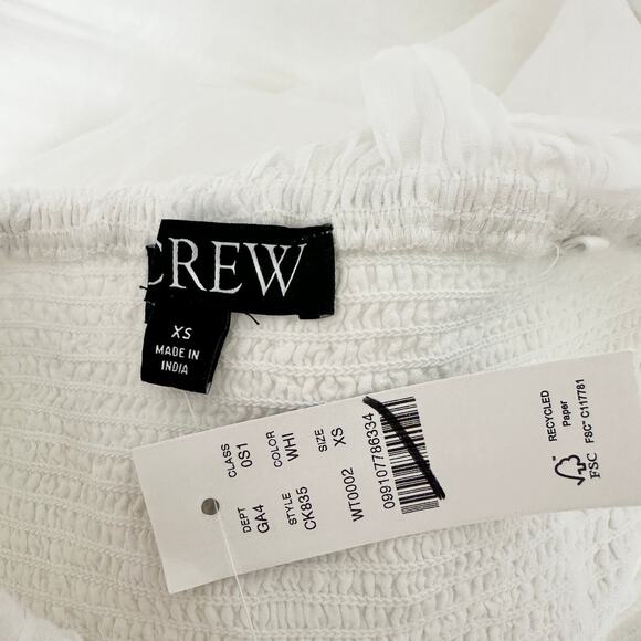 J.Crew Ravenna Dress Ramie Ruffle Lightweight Smocked Midi White XS NWT - Picture 9 of 12